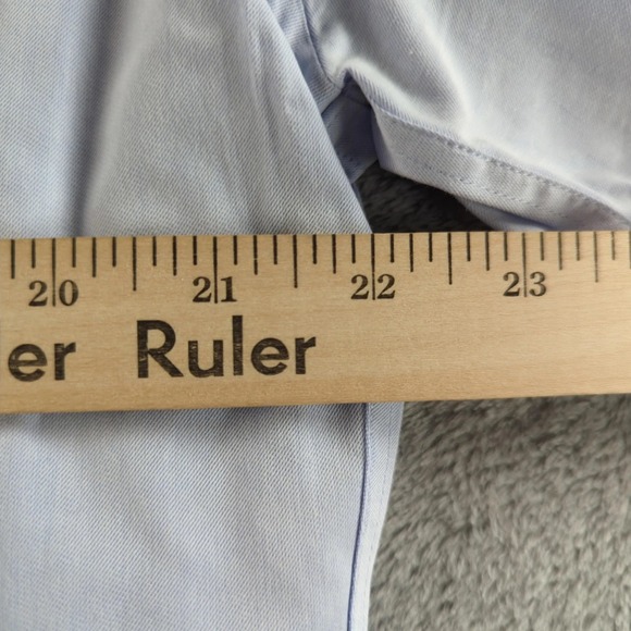 Harry Rosen Shirt Mens 17 Blue Regular Fit Solid Dress Button Up Long Sleeve - Picture 8 of 10